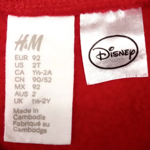 H&M Disney Mickey Mouse Red Pullover Sweater US 2T - Picture 3 of 5
